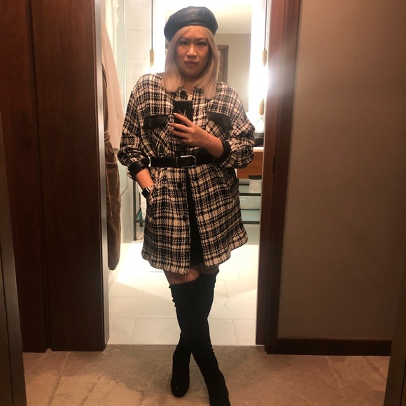 Zara Hounstooth Shacket with Leather Details - Picture 6 of 6